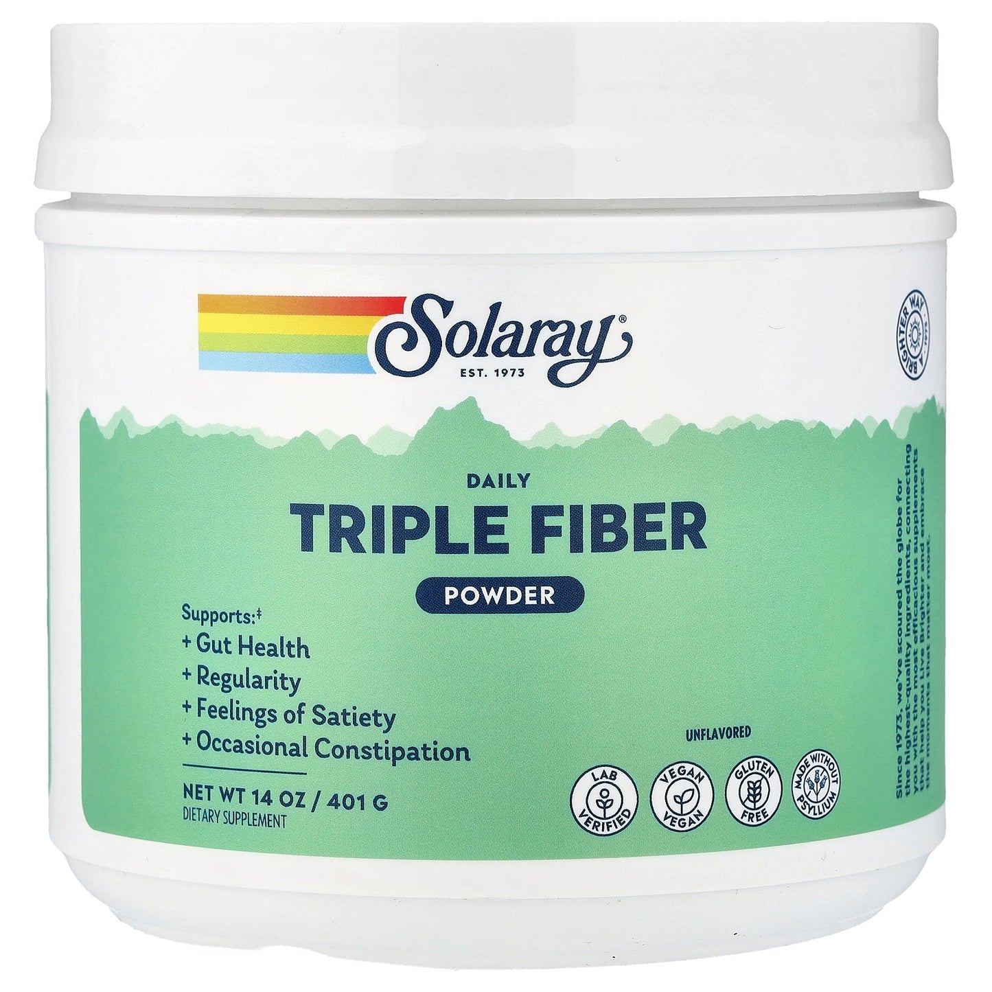 Solaray, Daily Triple Fiber Powder, Unflavored, 14 oz (401 g)