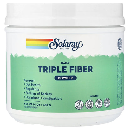 Solaray, Daily Triple Fiber Powder, Unflavored, 14 oz (401 g)