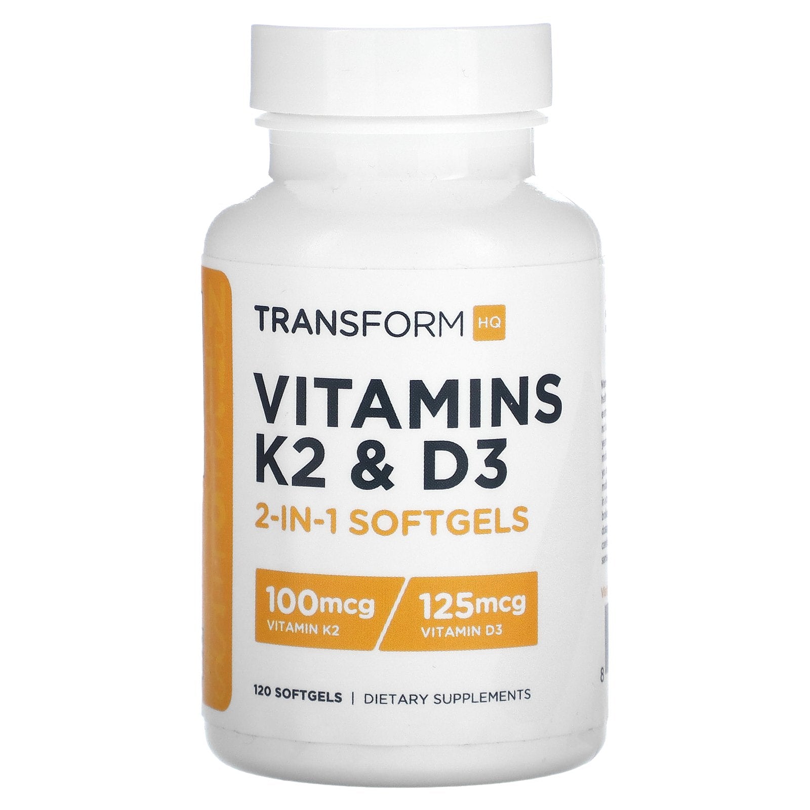 TransformHQ, Vitamins K2 & D3, 120 Softgels