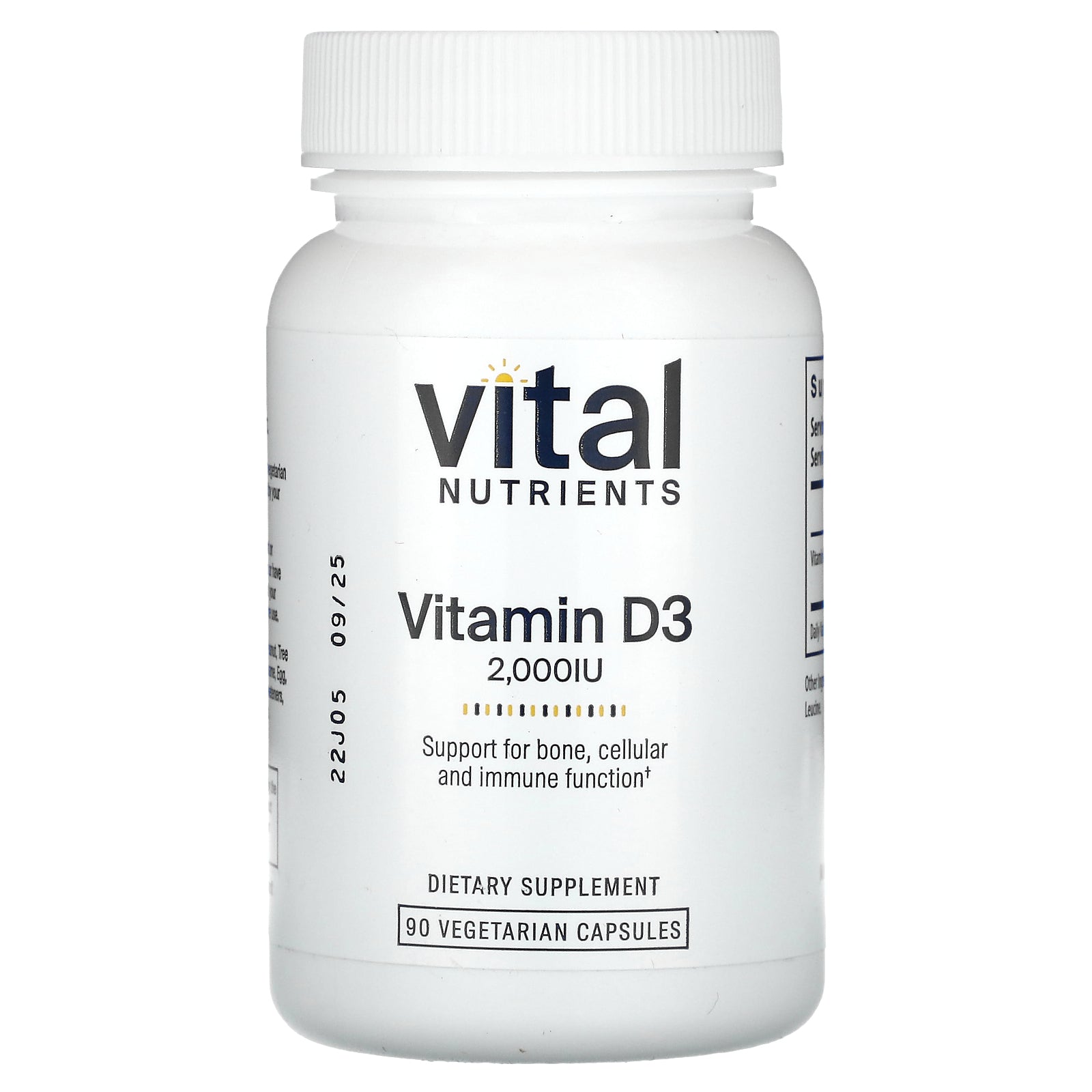 Vital Nutrients, Vitamin D3, 2,000 IU, 90 Vegetarian Capsules