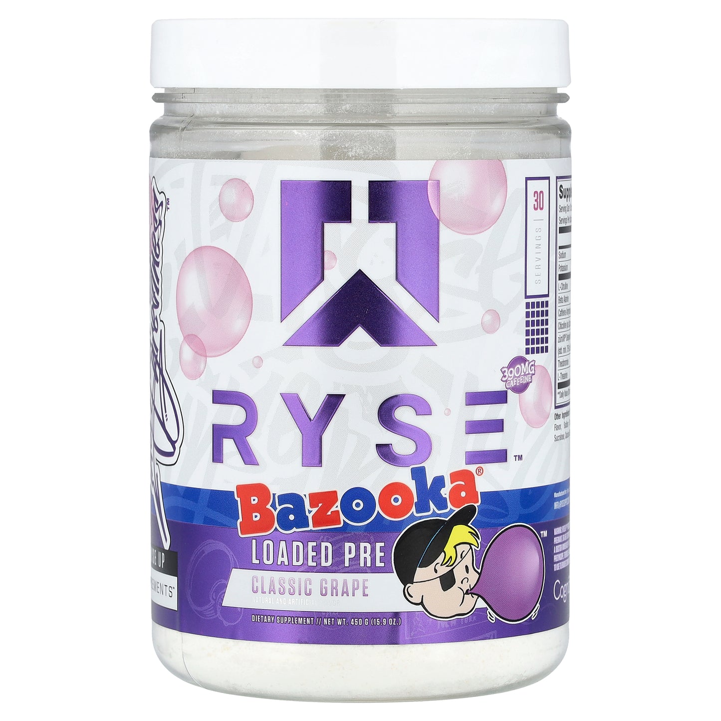 RYSE, Loaded Pre, Bazooka® Classic Grape, 15.9 oz (450 g)
