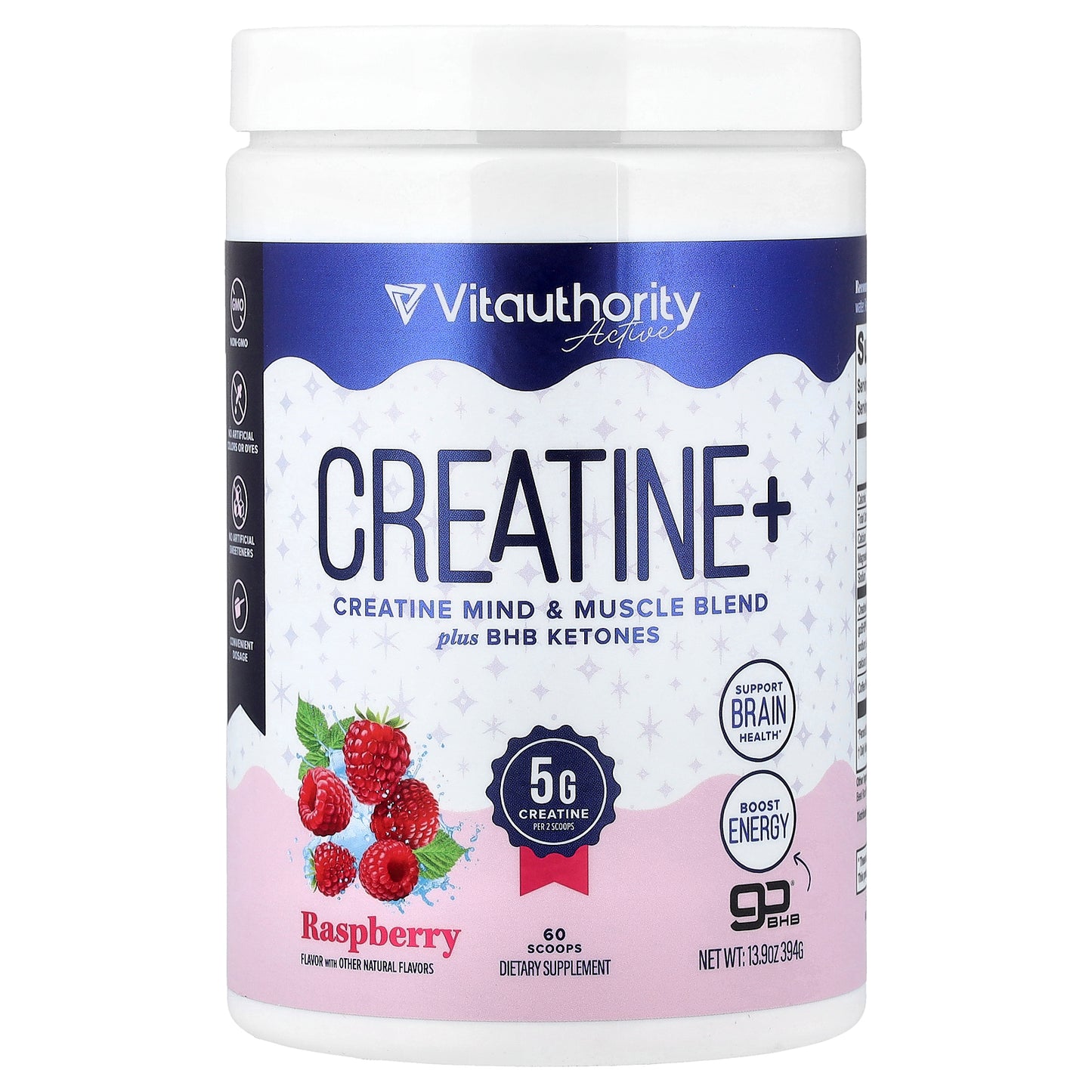 Vitauthority, Active, Creatine+, Raspberry, 13.9 oz (394 g)