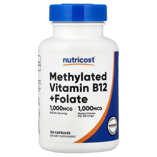 Nutricost, Methylated Vitamin B12 + Folate, 120 Capsules