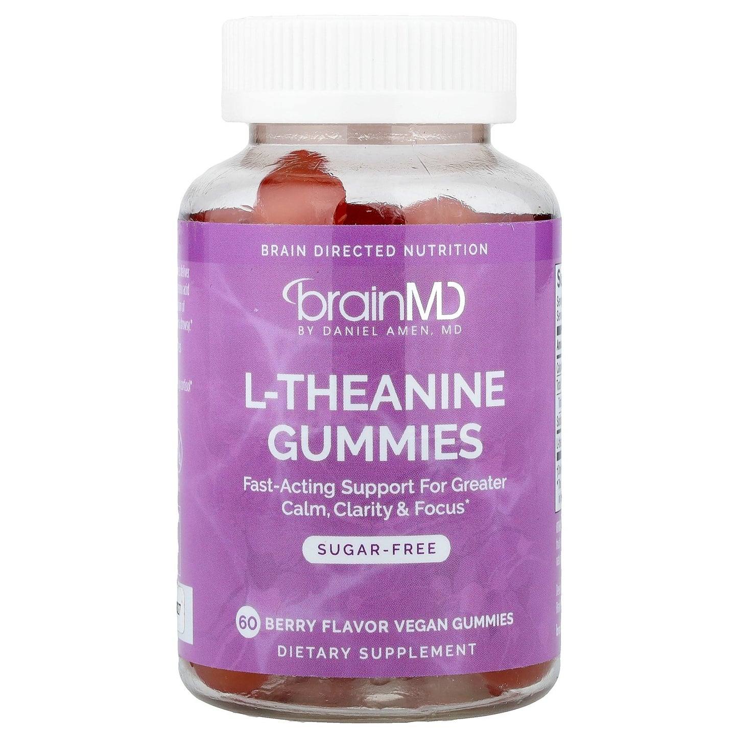 BrainMD, L-theanine Gummies, Berry , 60 Vegan Gummies (100 mg per Gummy)