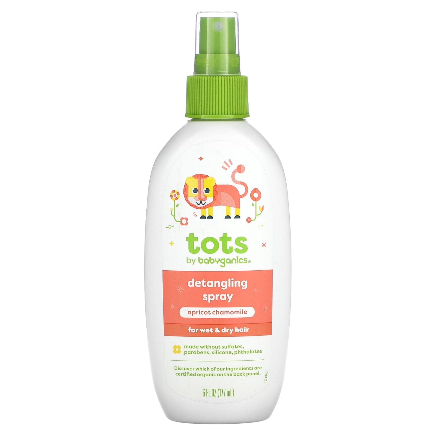 Babyganics, Tots Detangling Spray, Apricot Chamomile, 6 fl oz (177 ml)