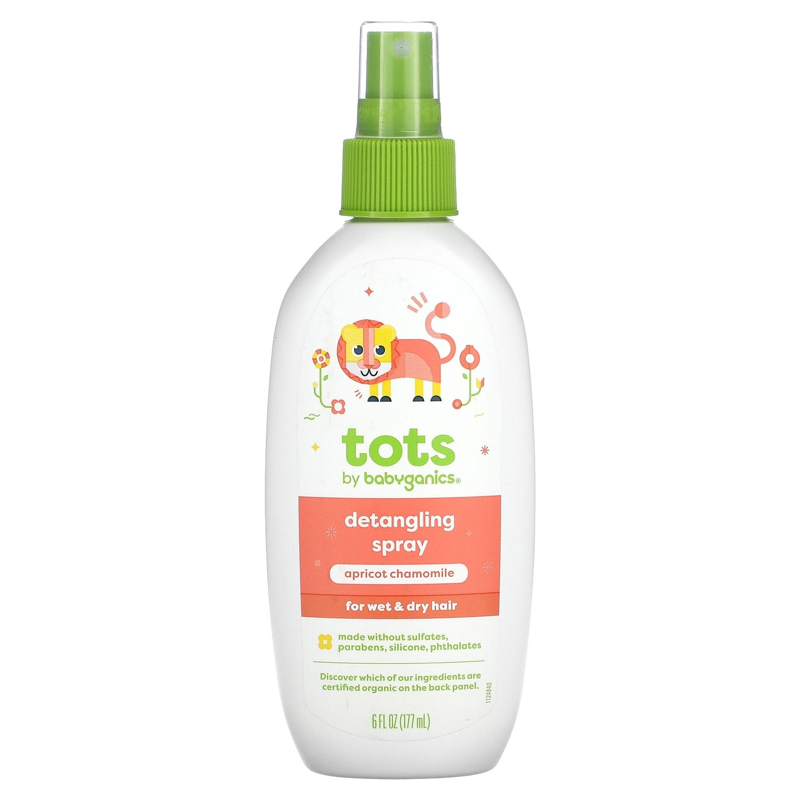 Babyganics, Tots Detangling Spray, Apricot Chamomile, 6 fl oz (177 ml)