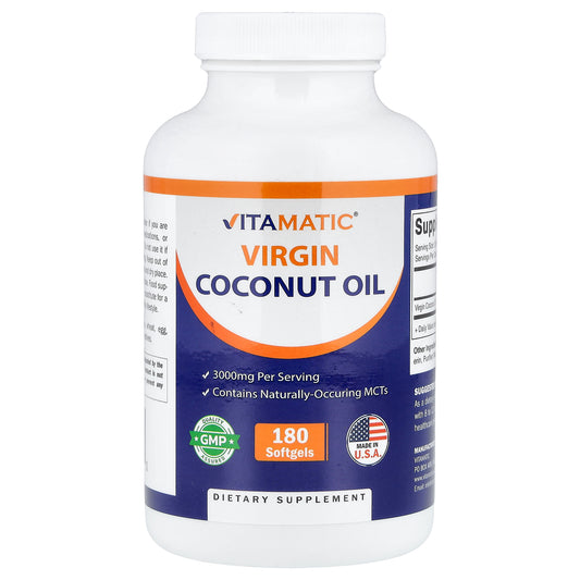Vitamatic, Virgin Coconut Oil, 180 Softgels (1,000 mg per Softgel)