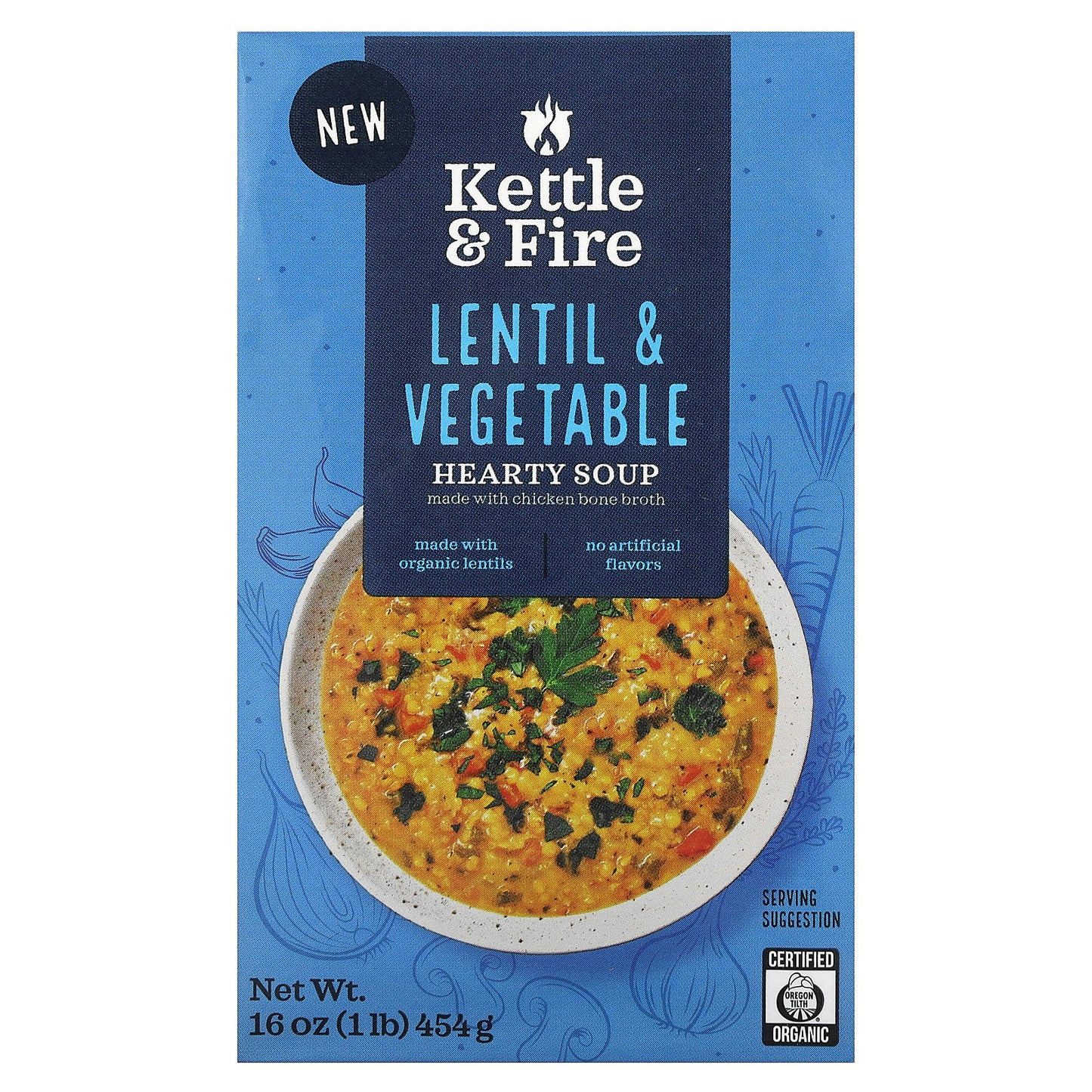 Kettle & Fire, Hearty Soup, Lentil & Vegetable, 16 oz (454 g)