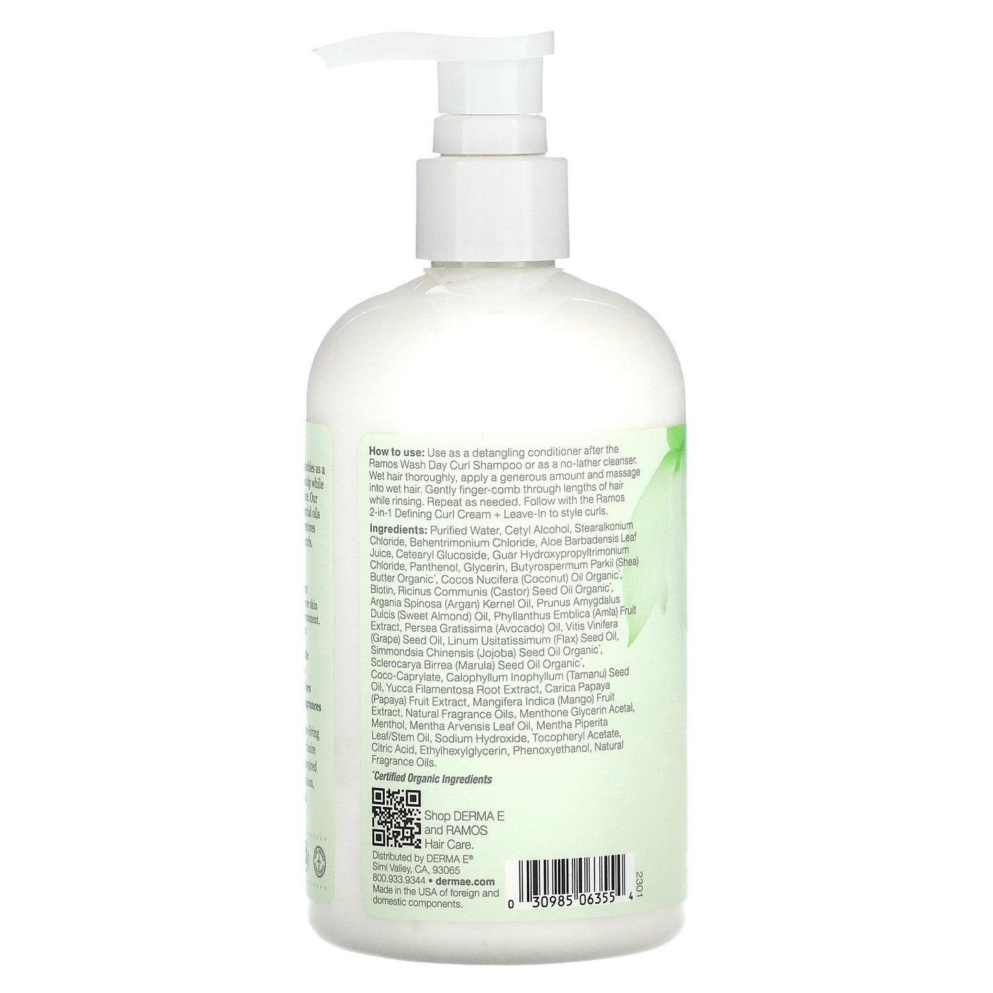 DERMA E, Ramos Clean Curls, 2-In-1 Curl Conditioner + Co-Wash, For Wavy, Curly and Coily Hair, 12 fl oz (355 ml)