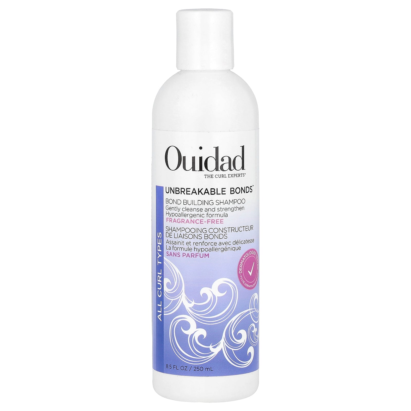 Ouidad, Unbreakable Bonds®, Bond Building Shampoo, All Curls Types, Fragrance Free, 8.5 fl oz (250 ml)