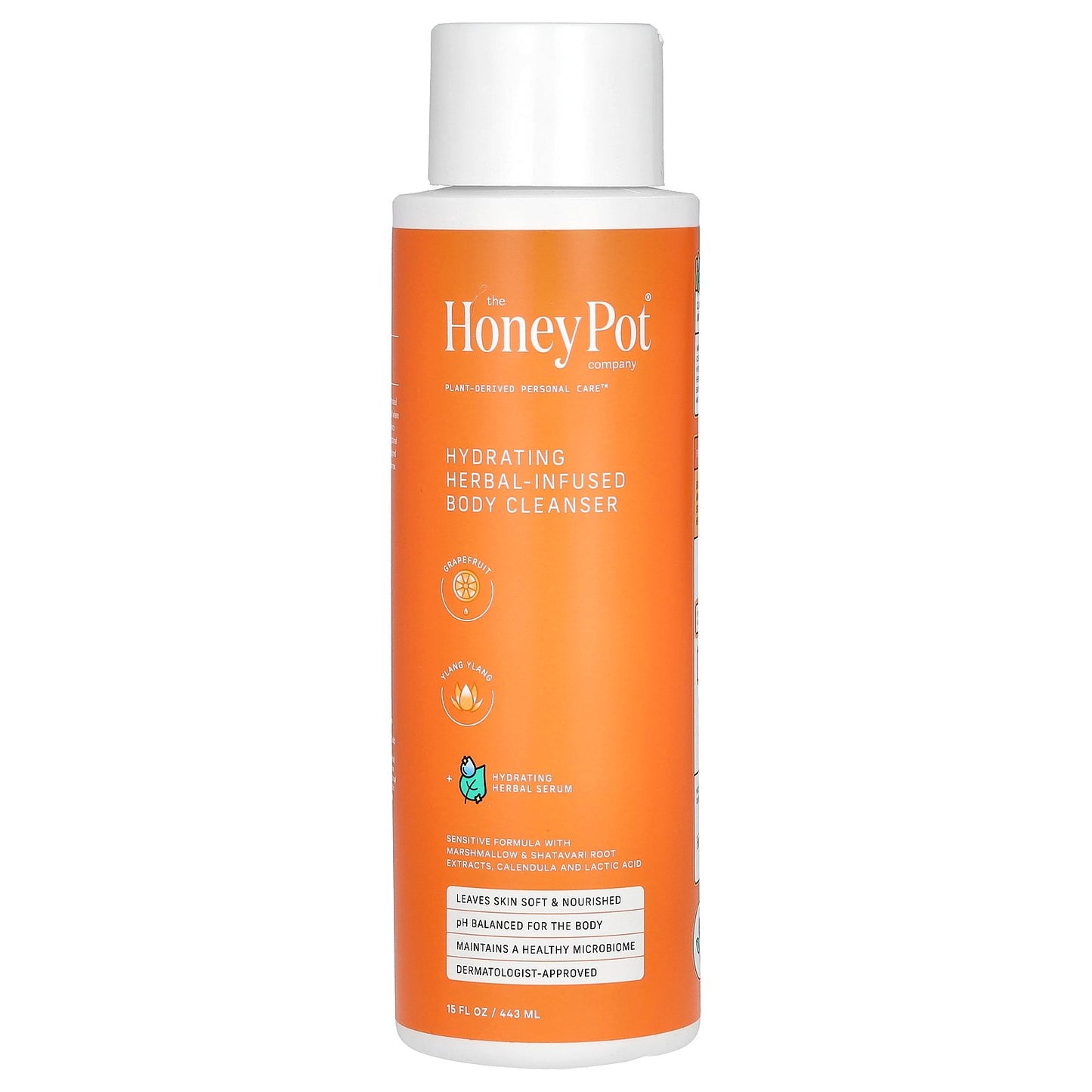 The Honey Pot Company, Hydrating Herbal-Infused Body Cleanser, Grapefruit & Ylang Ylang, 15 fl oz (443 ml)