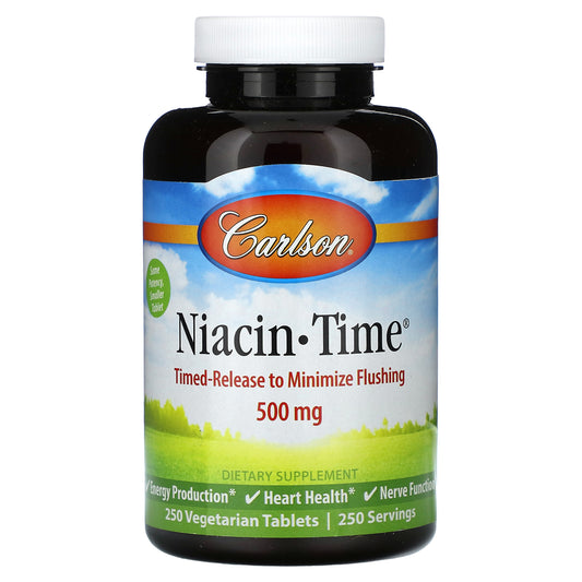 Carlson, Niacin-Time , 500 mg, 250 Vegetarian Tablets