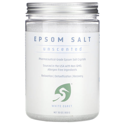 White Egret, Epsom Salt, Unscented, 30 oz (850 g)