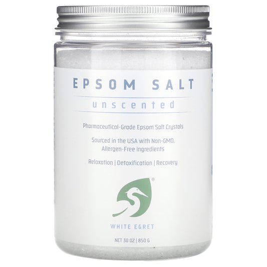 White Egret, Epsom Salt, Unscented, 30 oz (850 g)