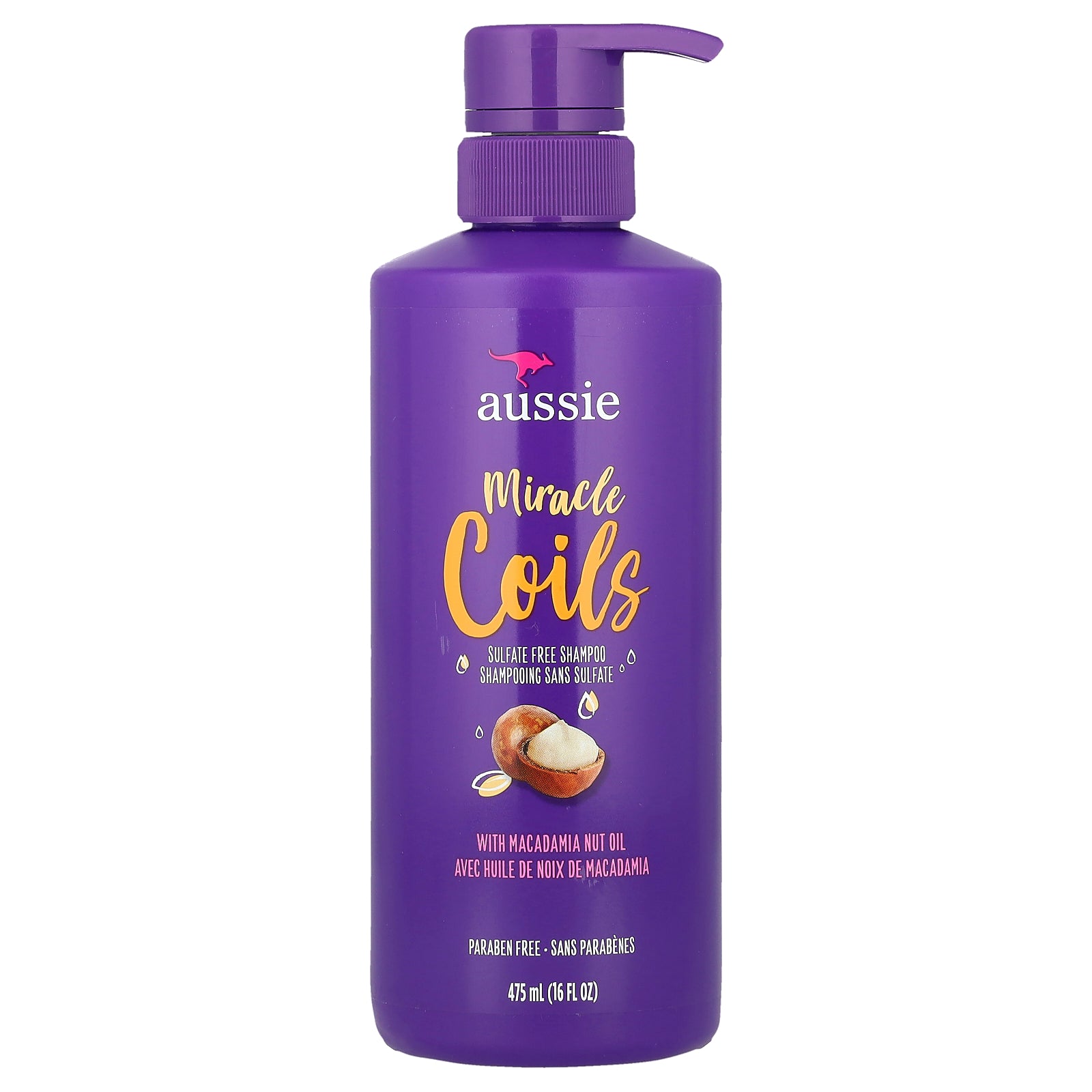 Aussie, Miracle Coils, Sulfate Free Shampoo With Macadamia Nut Oil, 16 fl oz (475 ml)