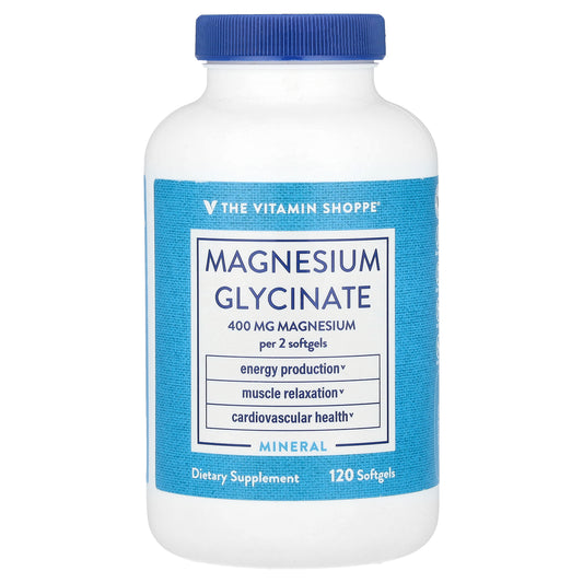 The Vitamin Shoppe, Magnesium Glycinate, 400 mg, 120 Softgel (200 mg per Softgel)