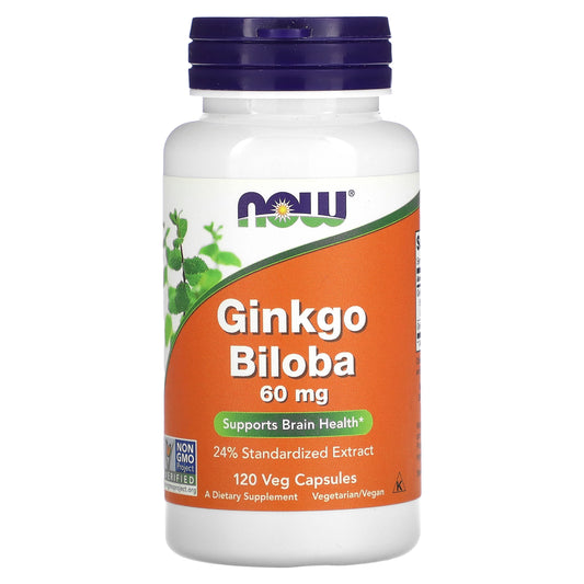 NOW Foods, Ginkgo Biloba, 60 mg, 120 Veg Capsules