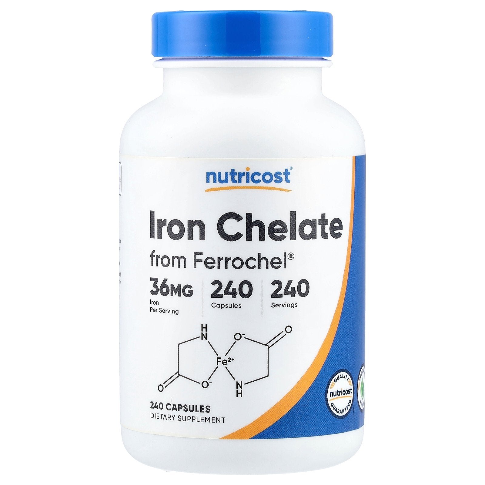 Nutricost, Iron Chelate From Ferrochel®, 36 mg, 240 Capsules