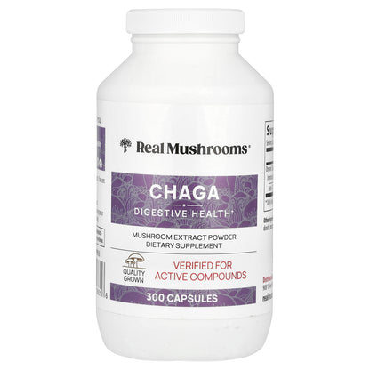 Real Mushrooms, Chaga, Mushroom Extract Powder, 300 Capsules