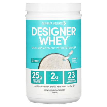 Designer Wellness, Designer Whey, Meal Replacement Protein Powder, Vanilla Bean, 1.72 lb (783 g)