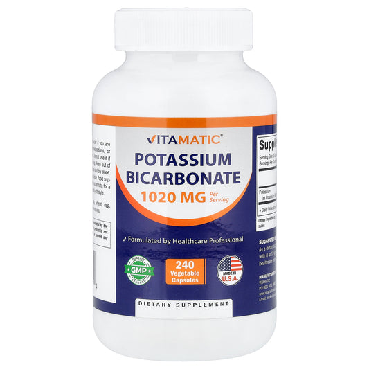 Vitamatic, Potassium Bicarbonate, 240 Vegetable Capsules (510 mg per Capsule)