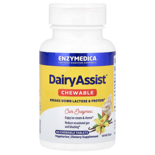 Enzymedica, DairyAssist® Chewable, Vanilla, 60 Chewable Tablets