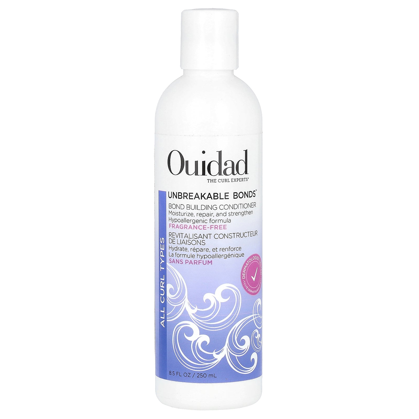 Ouidad, Unbreakable Bonds™, Bond Building Conditioner, All Curl Types, Fragrance-Free, 8.5 fl oz (250 ml)