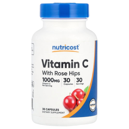 Nutricost, Vitamin C With Rose Hips, 30 Capsules