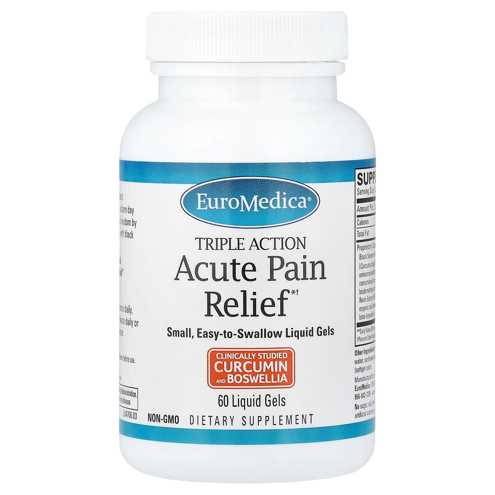 EuroMedica, Acute Pain Relief, 60 Liquid Gels