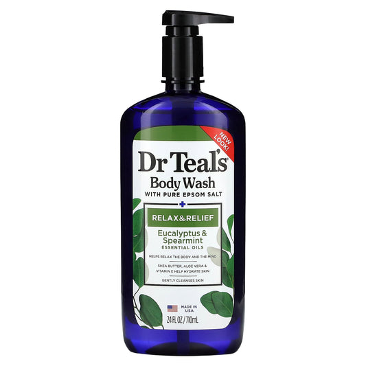 Dr. Teal's, Body Wash With Pure Epsom Salt, Relax & Relief, Eucalyptus & Spearmint, 24 fl oz (710 ml)