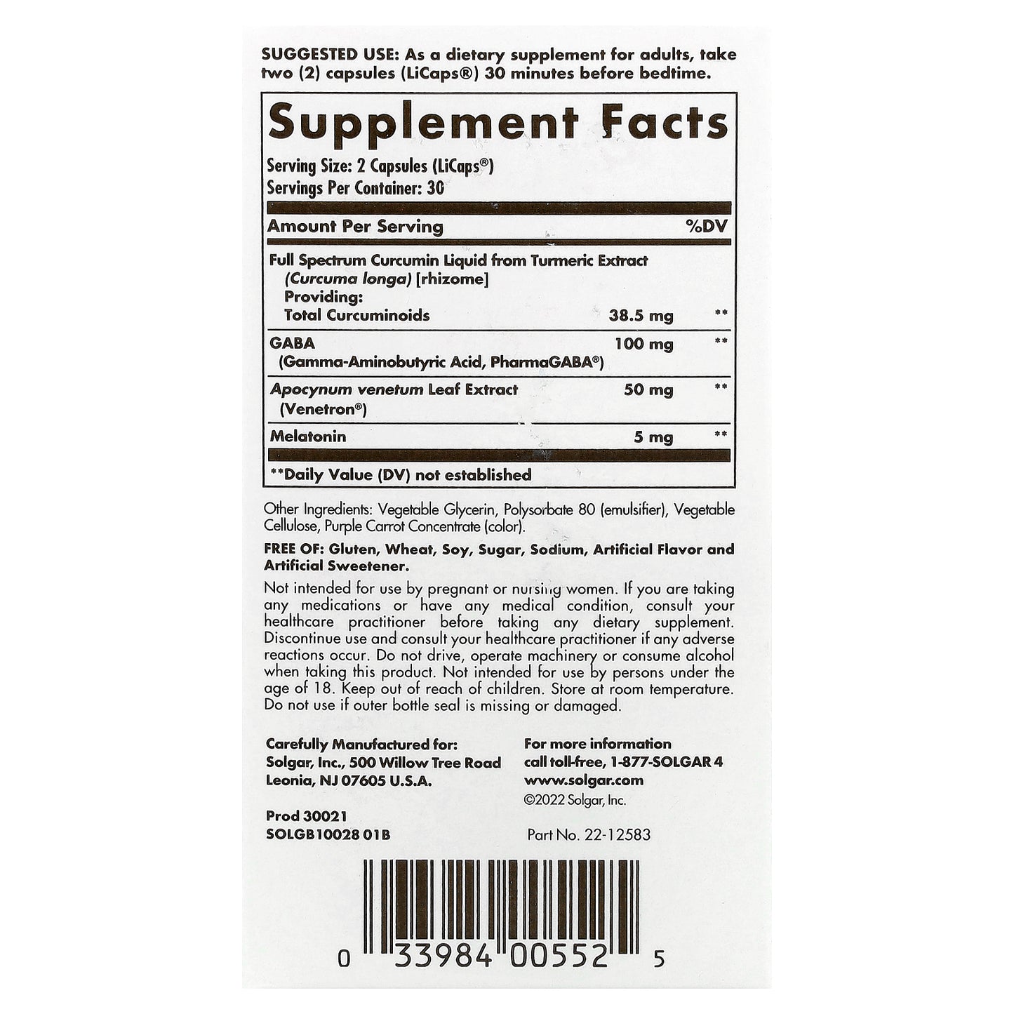 Solgar, Full Spectrum Curcumin, Sleep Ease, 60 Licaps®