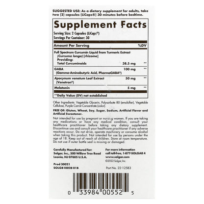 Solgar, Full Spectrum Curcumin, Sleep Ease, 60 Licaps®