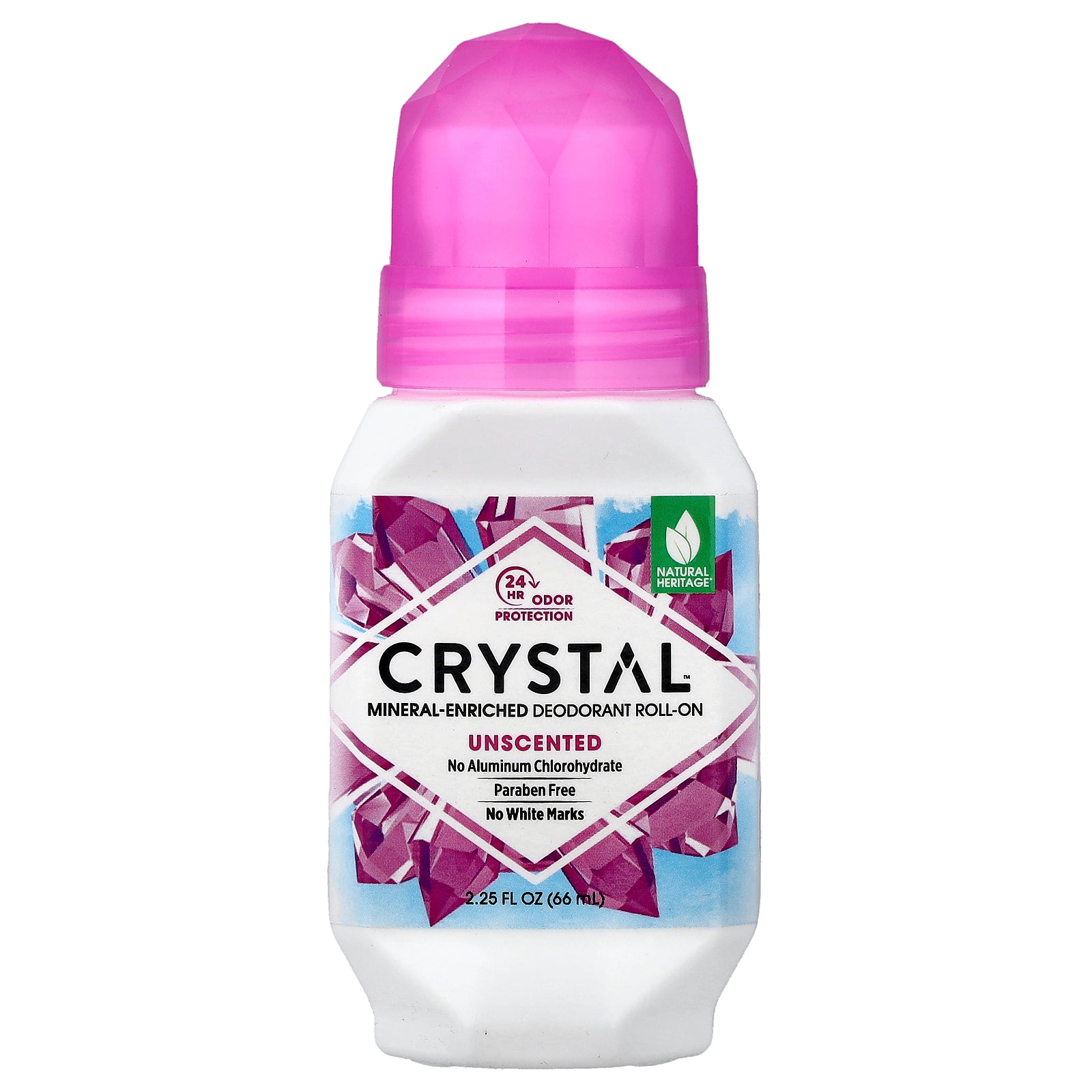 CRYSTAL, Mineral-Enriched Deodorant Roll-On, Unscented, 2.25 fl oz (66 ml)