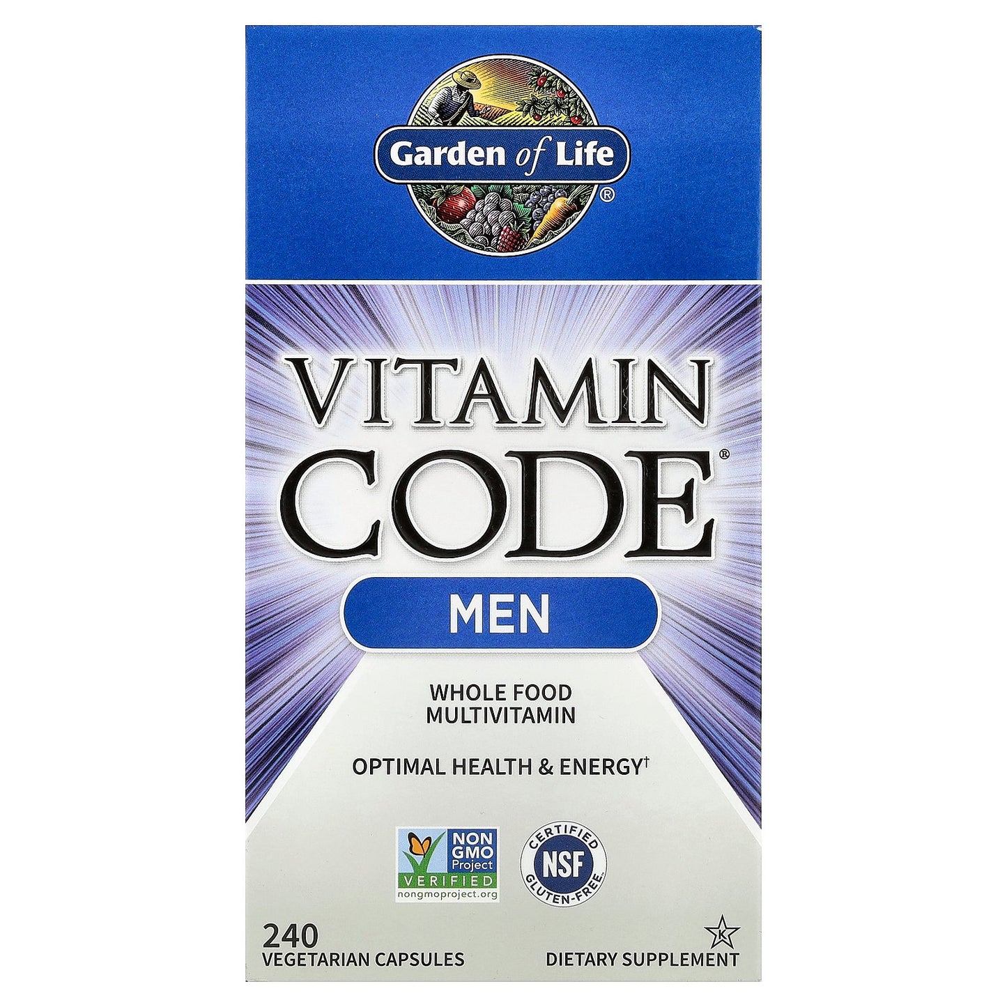 Garden of Life, Vitamin Code®, Whole Food Multivitamin For Men, 240 Vegetarian Capsules
