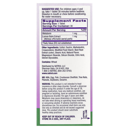 Natrol, Kids, Melatonin, Ages 4+, Strawberry, 30 Tablets