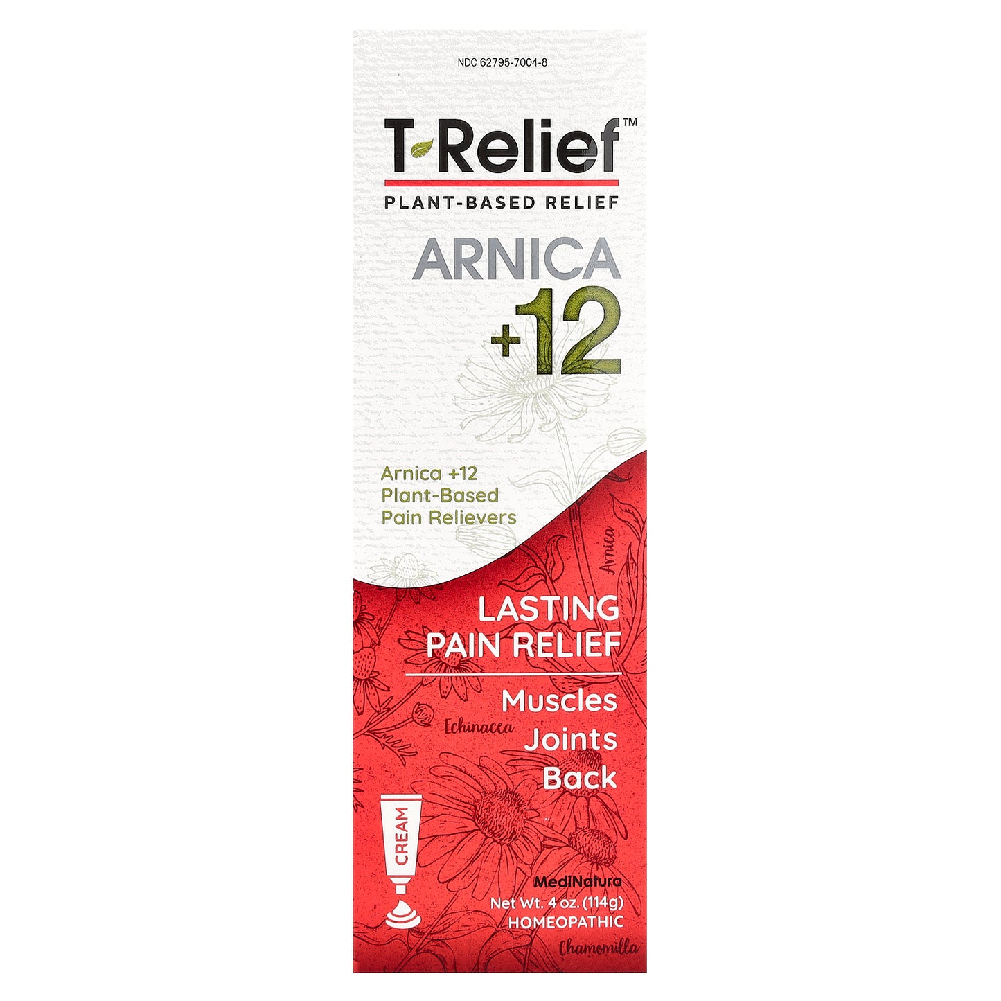 MediNatura, T-Relief™, Arnica +12, Plant-Based Relief Cream, 4 oz (114 g)