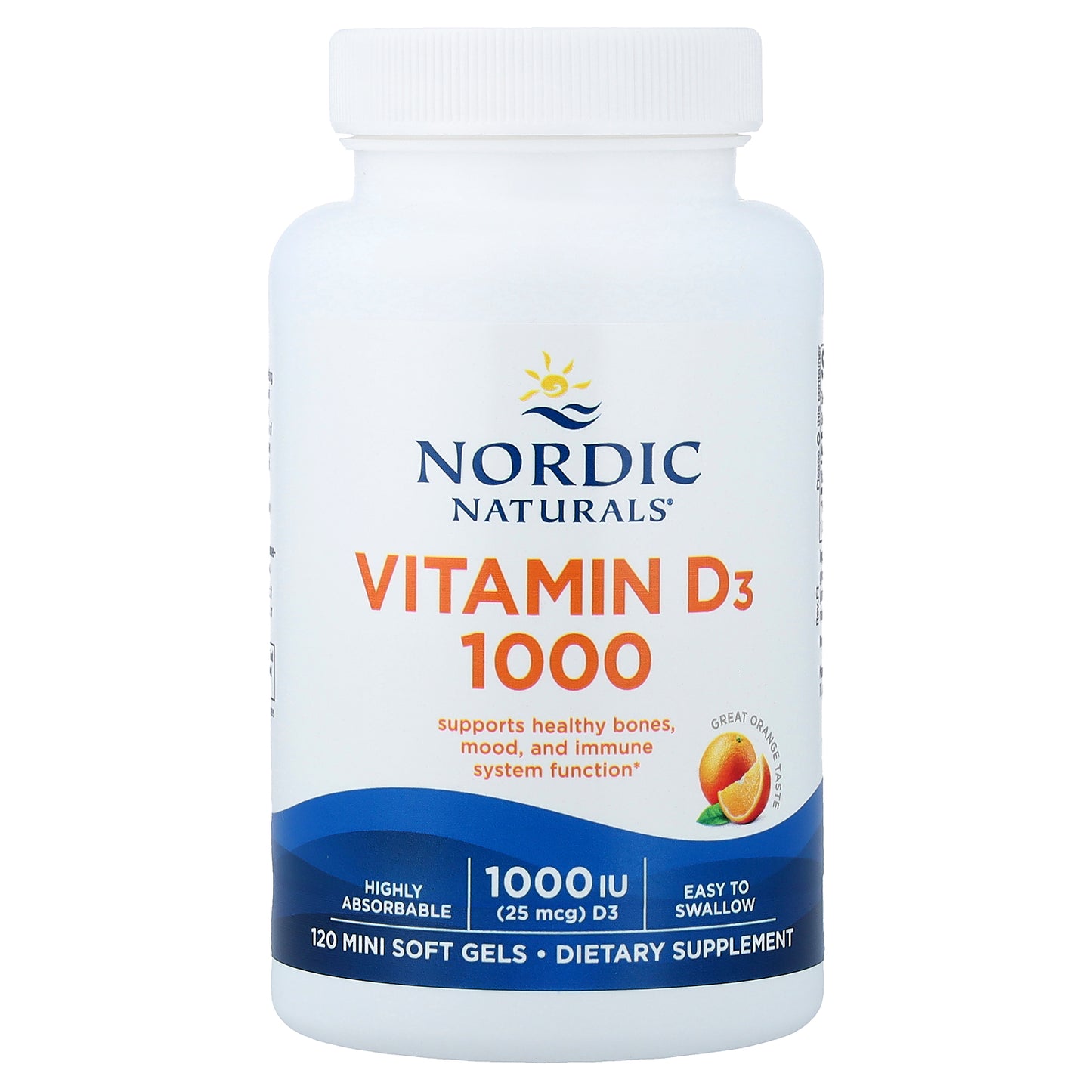 Nordic Naturals, Vitamin D3 1000, Orange, 25 mcg (1,000 IU), 120 Mini Soft Gels
