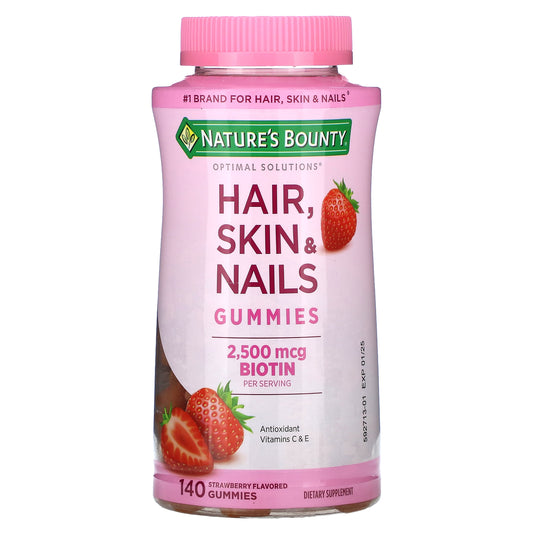 Nature's Bounty, Optimal Solutions®, Hair, Skin & Nails Gummies, Strawberry, 140 Gummies