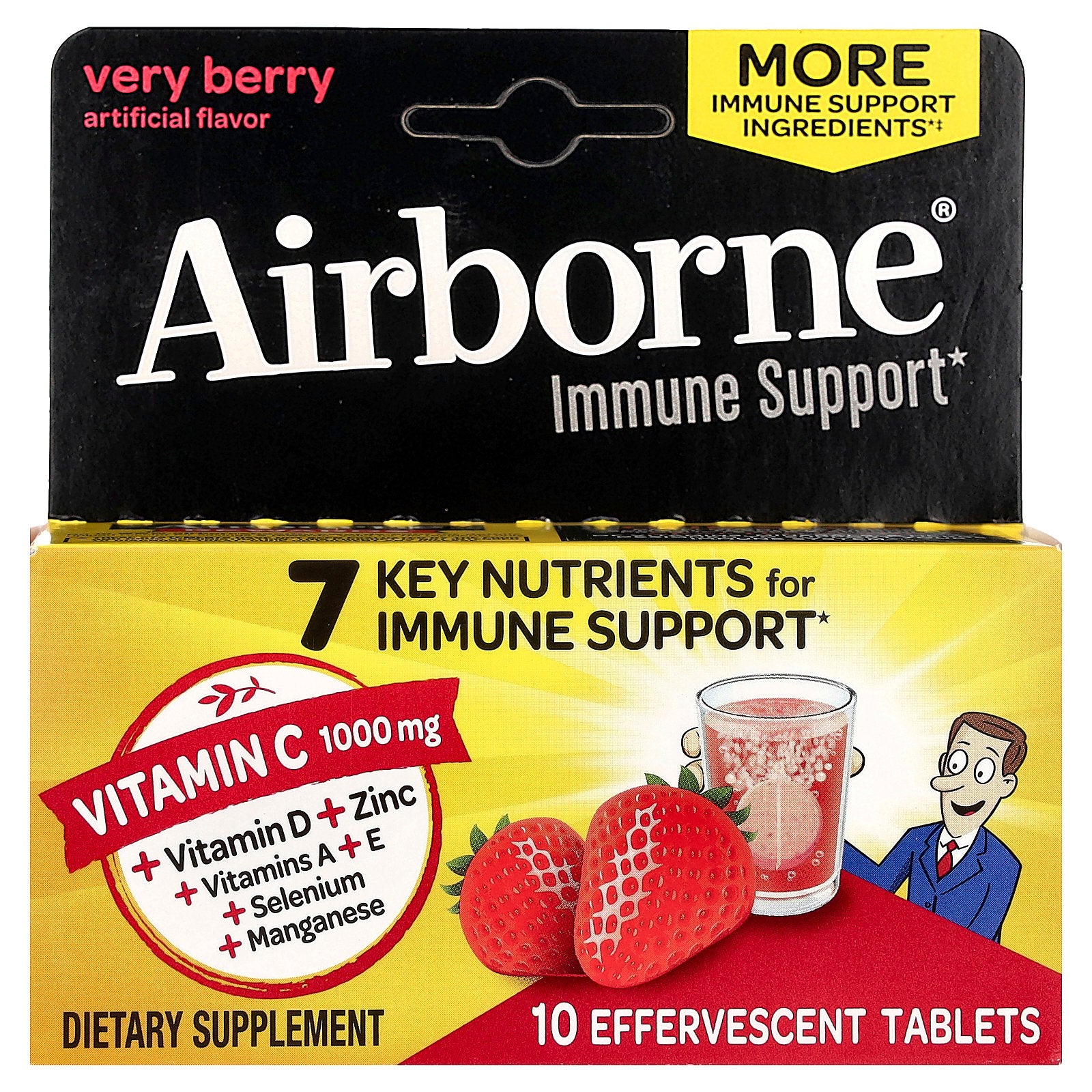 AirBorne, Immune Support Supplement, Very Berry, 10 Effervescent Tablets