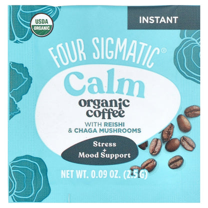 Four Sigmatic, Instant Organic Coffee with Reishi & Chaga Mushrooms, Calm, Medium Roast, 10 Packets, 0.09 oz (2.5 g) Each
