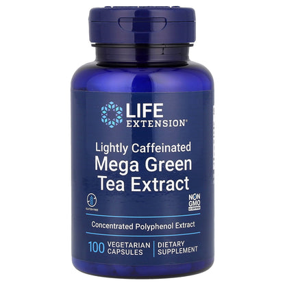 Life Extension, Mega Green Tea Extract, Lightly Caffeinated, 725 mg, 100 Vegetarian Capsules