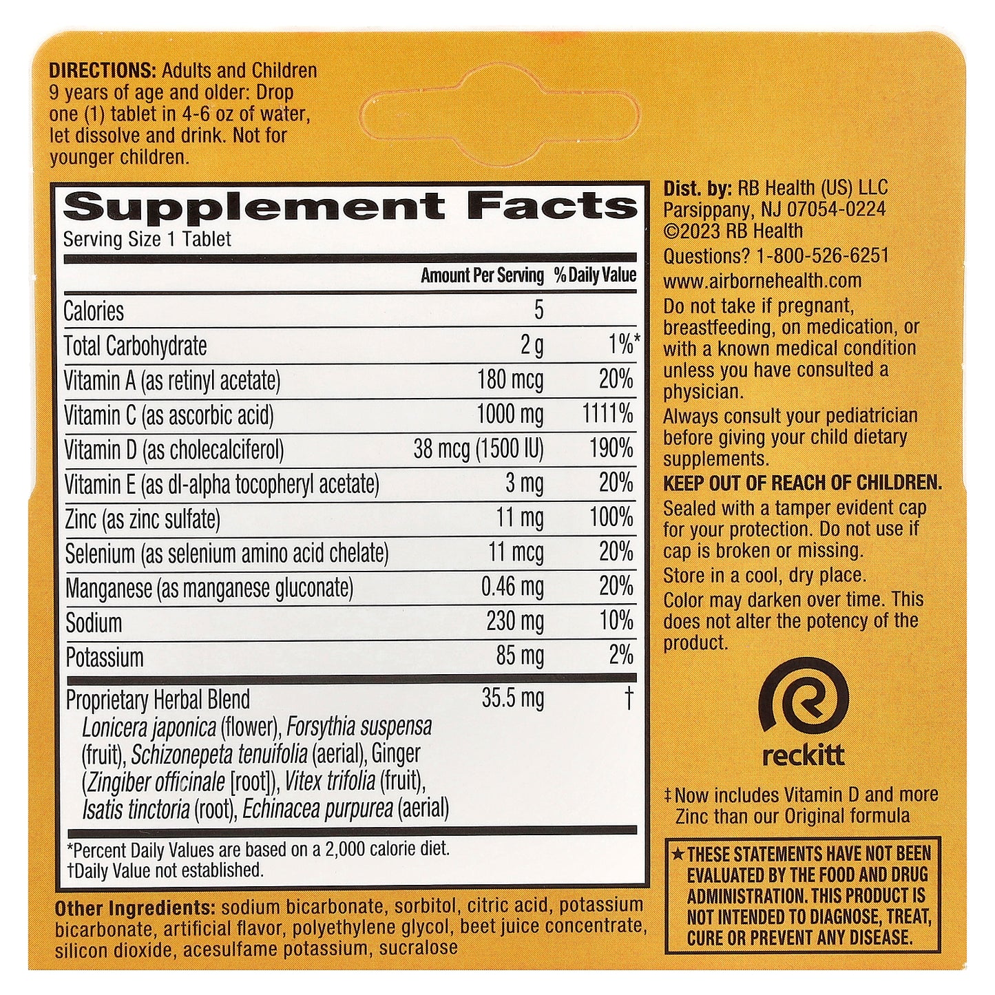 AirBorne, Immune Support Supplement, Very Berry, 10 Effervescent Tablets