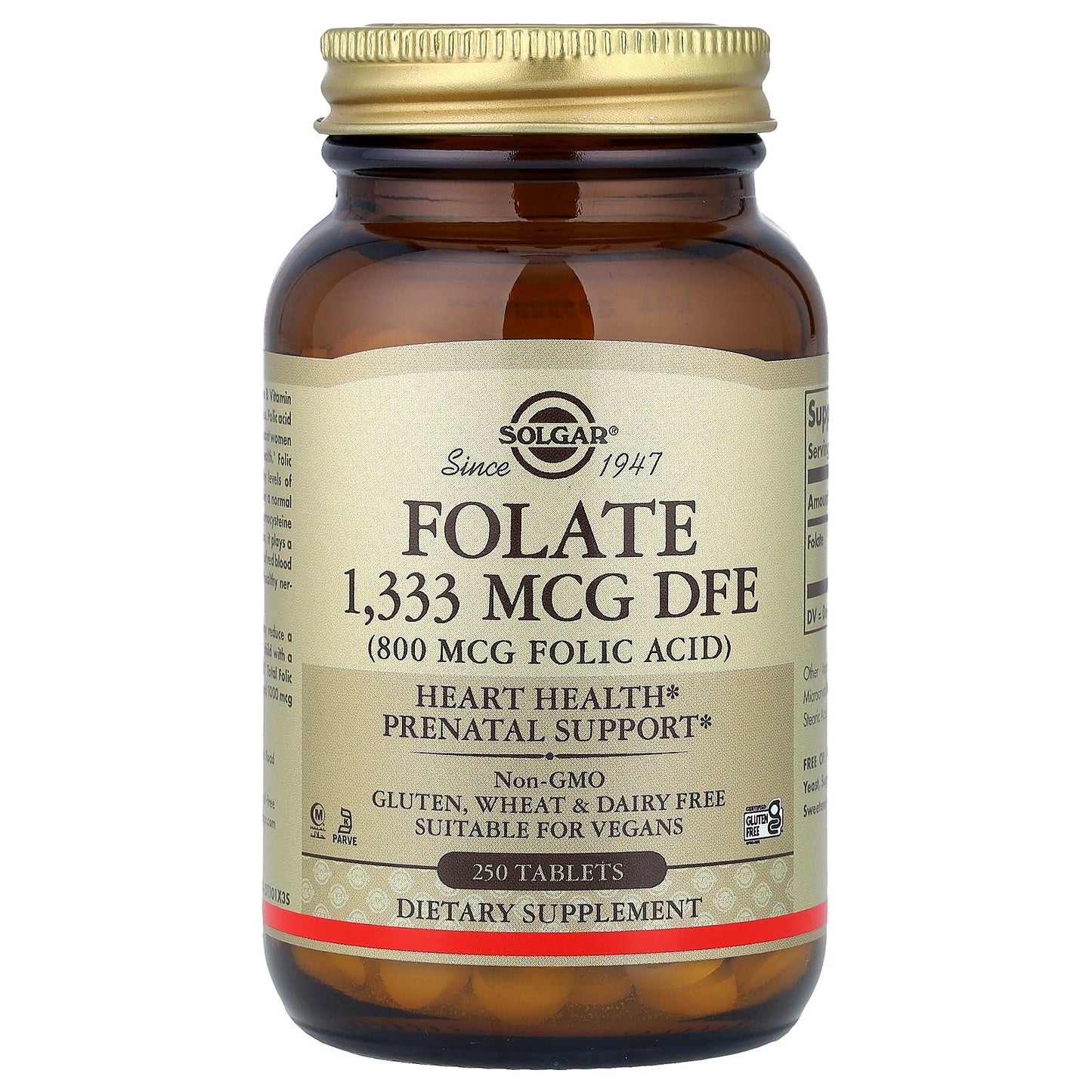 Solgar, Folate, 1,333 mcg DFE, 250 Tablets
