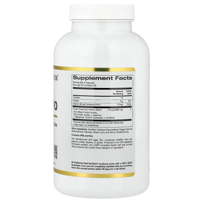 California Gold Nutrition, Total Amino with Vitamin B-6, and 20 Amino Acid Blend, 240 Veggie Capsules