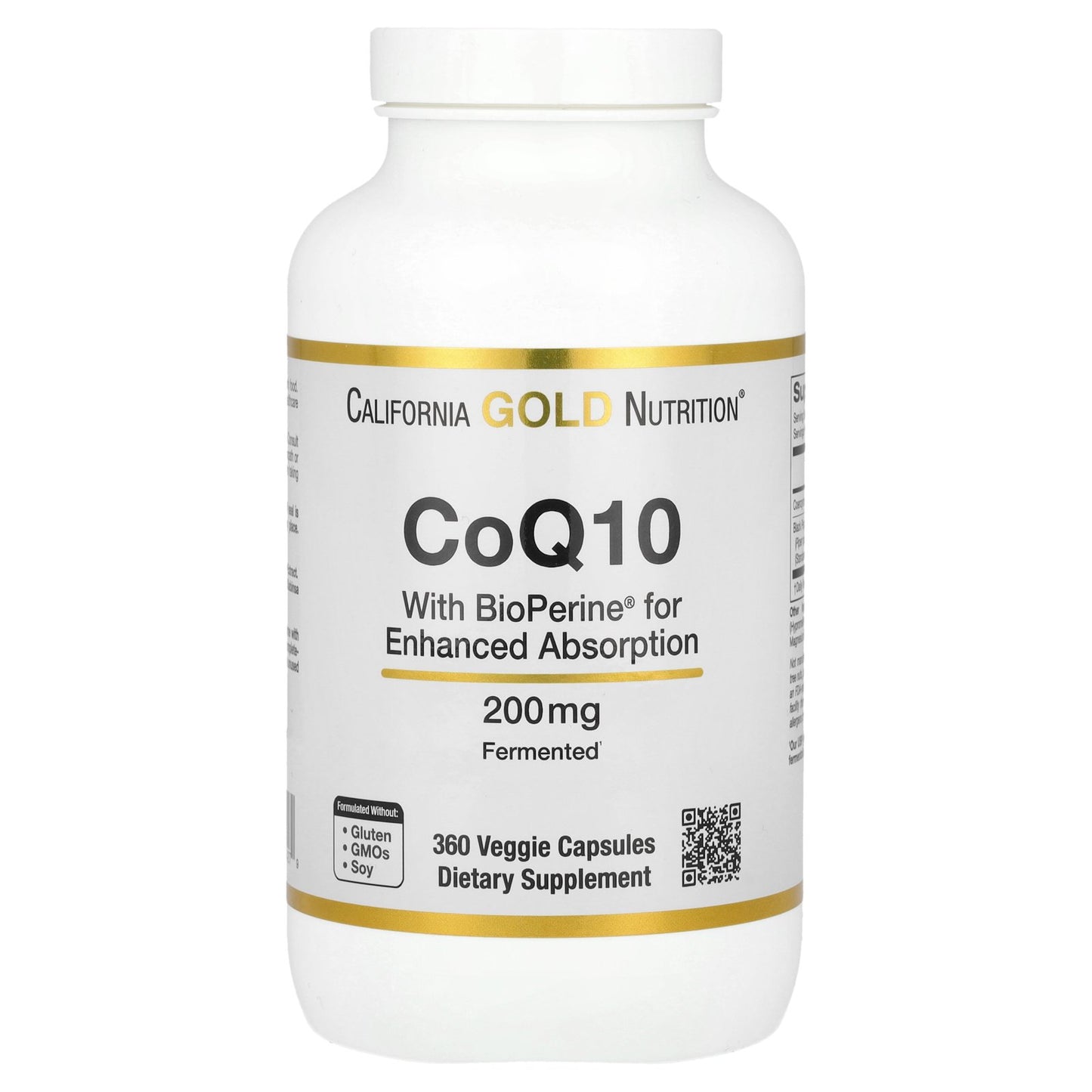 California Gold Nutrition, CoQ10 with Bioperine®, 200 mg, 360 Veggie Capsules