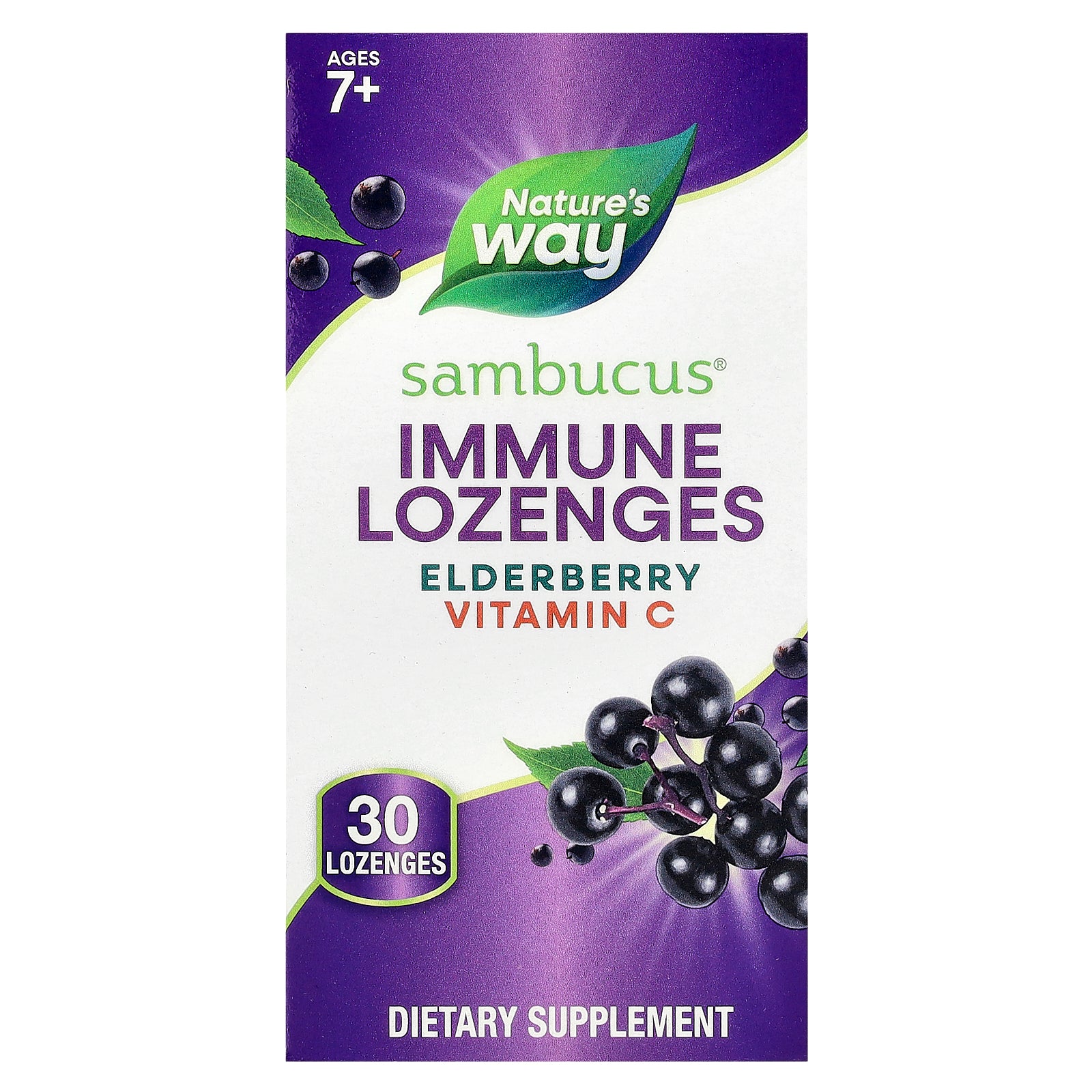Nature's Way, Sambucus® Immune Lozenges, Elderberry + Vitamin C, Ages 7+, 30 Lozenges