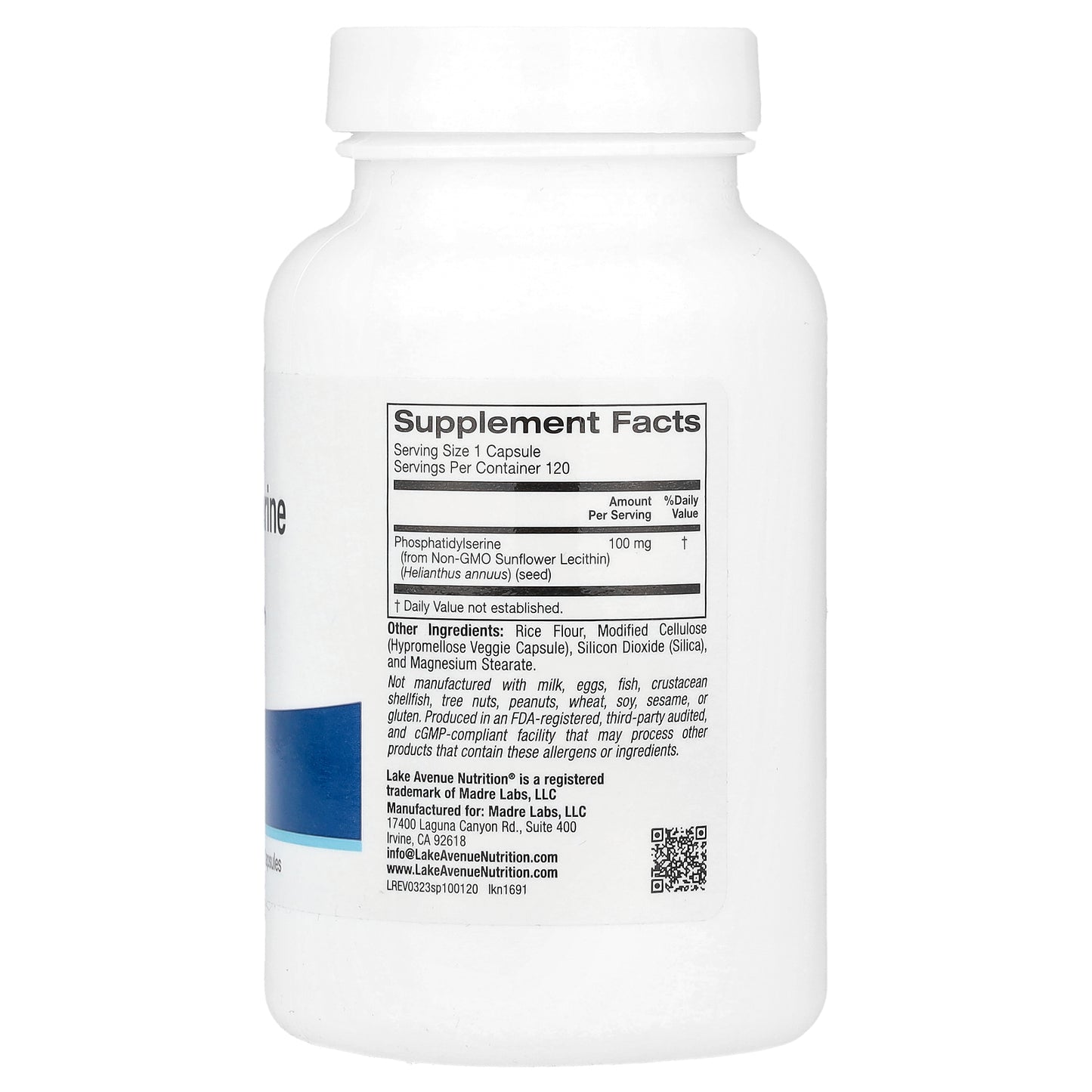 Lake Avenue Nutrition, Sunflower Phosphatidylserine, 100 mg, 120 Veggie Capsules