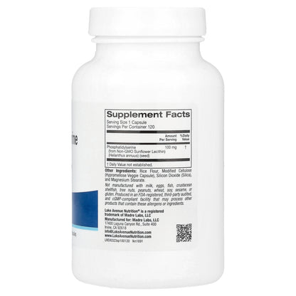 Lake Avenue Nutrition, Sunflower Phosphatidylserine, 100 mg, 120 Veggie Capsules