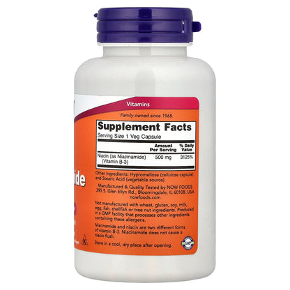 NOW Foods, Niacinamide, 500 mg, 100 Veg Capsules