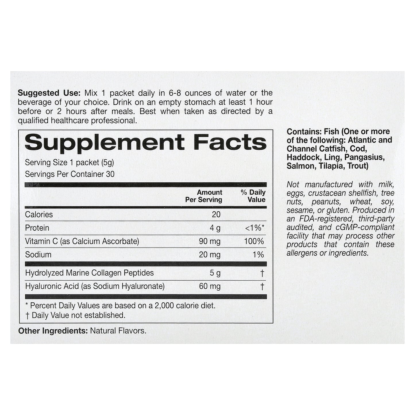 California Gold Nutrition, Collagen Peptides Plus Vitamin C & Hyaluronic Acid, Pomegranate, 30 Packets, 0.19 oz (5.38 g) Each